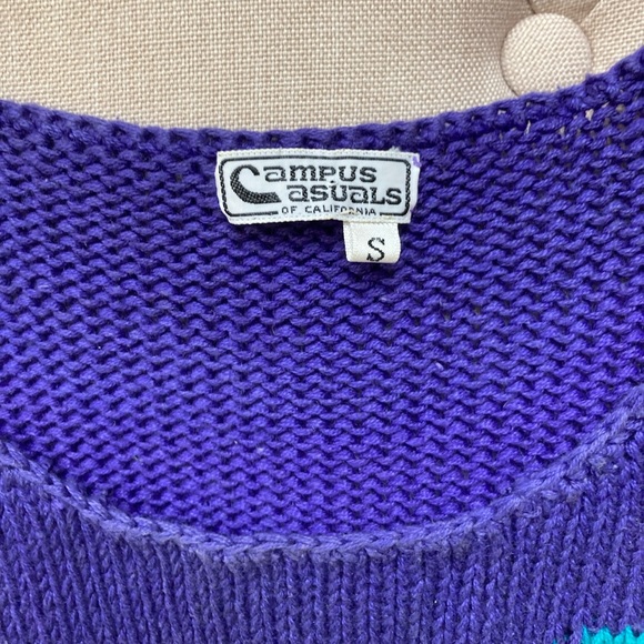 Vintage 90s colorful cats sleeveless sweater vest, medium - Picture 3 of 3